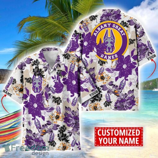 Albany Great Danes Aloha 3D Hawaiian Shirt Flower Sport Team Beach Shirt Custom Name Product Photo 1