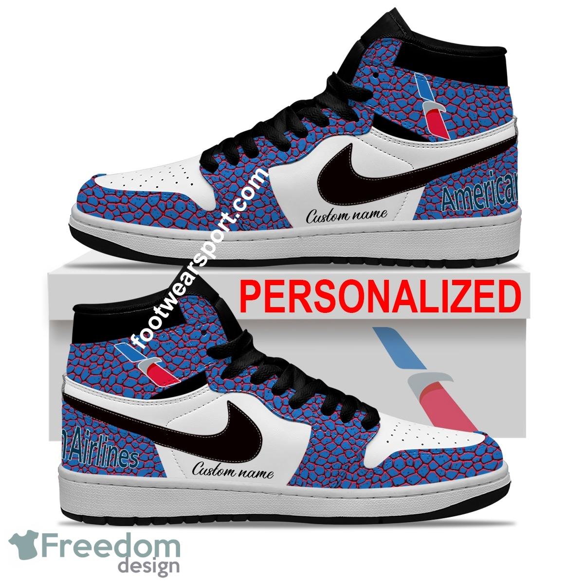 American Airline Air Jordan Hightop Shoes Personalized Crocodile Skin Pattern Gift For Men Women Fans image American Airline Air Jordan Hightop Shoes Personalized Crocodile Skin Pattern Gift For Men Women Fans - American Airline Air Jordan Hightop Shoes Personalized Design 2
