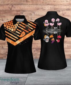 American Flag Flamingo Reflection Custom Halloween For Women Polo Shirt