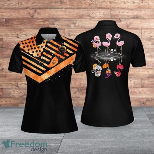 American Flag Flamingo Reflection Custom Halloween For Women Polo Shirt Product Photo 1