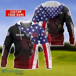 Arizona Cardinals US Flag 3D Hoodie For Sport Fans Custom Name Product Photo 1
