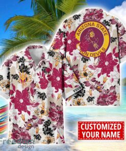 Arizona State Sun Devils Aloha 3D Hawaiian Shirt Flower Sport Team Beach Shirt Custom Name