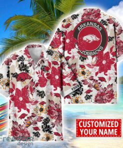 Arkansas Razorbacks Aloha 3D Hawaiian Shirt Flower Sport Team Beach Shirt Custom Name