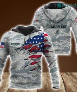 Arkansas Razorbacks Custom Name Camo Grey U.S. Air Force ABU Hoodie 3D All Over Print Perfect Gift