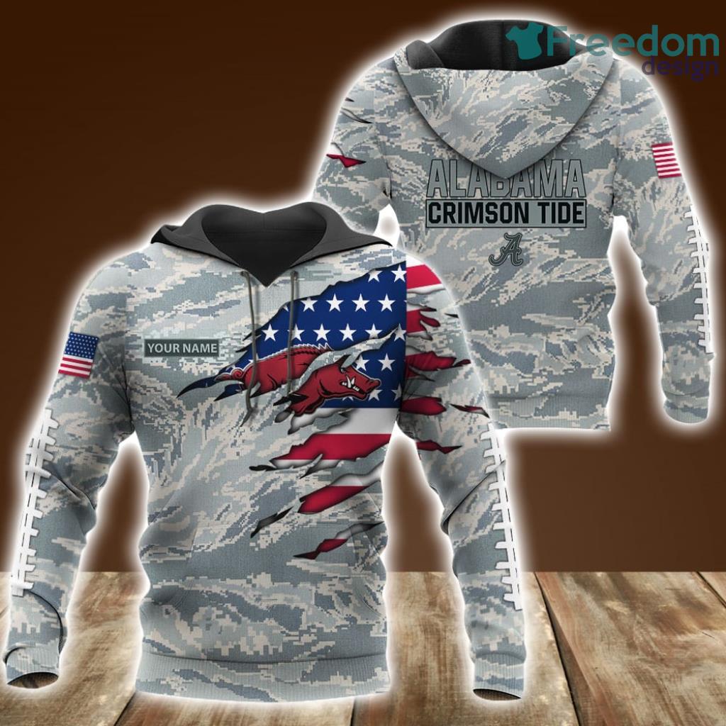 Arkansas Razorbacks Custom Name Camo Grey U.S. Air Force ABU Hoodie 3D All Over Print Perfect Gift image Arkansas Razorbacks Custom Name Camo Grey U.S. Air Force ABU Hoodie 3D All Over Print Perfect Gift Product Photo 1