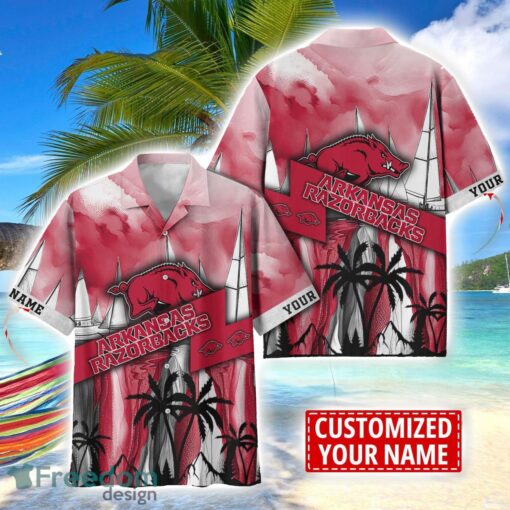 Arkansas Razorbacks Hawaii Shirt Custom Name Sports Team Beach Shirt Product Photo 1