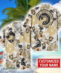 Army Black Knights Aloha 3D Hawaiian Shirt Flower Sport Team Beach Shirt Custom Name