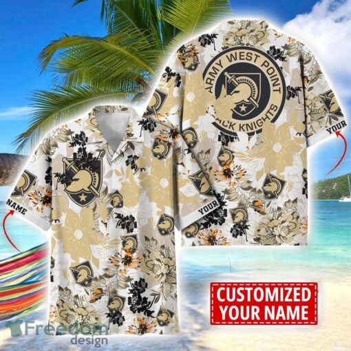 Army Black Knights Aloha 3D Hawaiian Shirt Flower Sport Team Beach Shirt Custom Name Product Photo 1