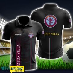 Aston Villa F.C 3D Polo Shirt Black Color For Men