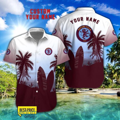 Aston Villa F.C Combo Hawaiian Shirt And Shorts Surfboards Coconut Custom Name For Fans Product Photo 1