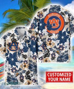 Auburn Tigers Aloha 3D Hawaiian Shirt Flower Sport Team Beach Shirt Custom Name