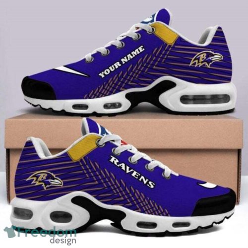 Baltimore Ravens Custom Name NFL Striped Pattern Air Cushion Sneakers Product Photo 1