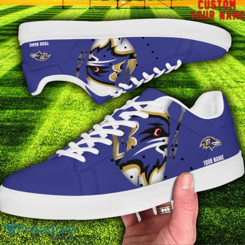 Baltimore Ravens NFL Custom Name Unique Gift Low Top Skate Shoes Gifts For Fans Product Photo 2