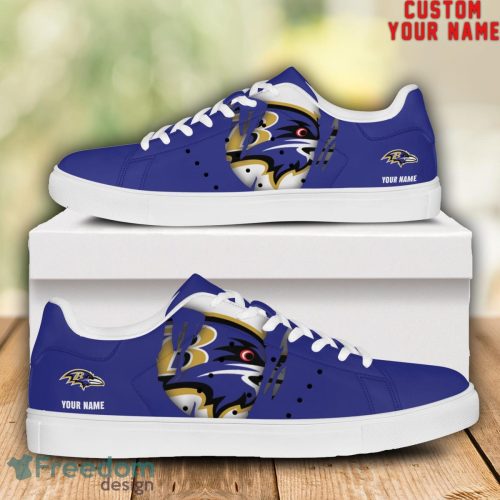 Baltimore Ravens NFL Custom Name Unique Gift Low Top Skate Shoes Gifts For Fans Product Photo 1