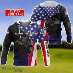 Baltimore Ravens US Flag 3D Hoodie For Sport Fans Custom Name Product Photo 1