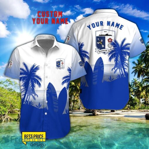 Barrow AFC Combo Hawaiian Shirt And Shorts Surfboards Coconut Custom Name For Fans Product Photo 1