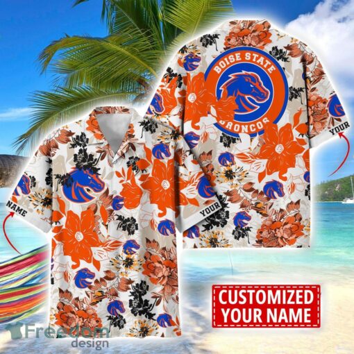 Boise State Broncos Aloha 3D Hawaiian Shirt Flower Sport Team Beach Shirt Custom Name Product Photo 1