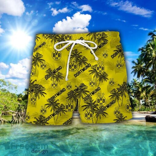 Borussia Dortmund 3D Hawaiian Shirt and Shorts Vinatge Tree Pattern Beach Shirt For Fans Product Photo 2