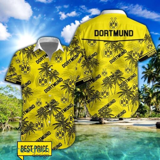 Borussia Dortmund 3D Hawaiian Shirt and Shorts Vinatge Tree Pattern Beach Shirt For Fans Product Photo 1