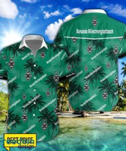 Borussia Monchengladbach 3D Hawaiian Shirt and Shorts Vinatge Tree Pattern Beach Shirt For Fans