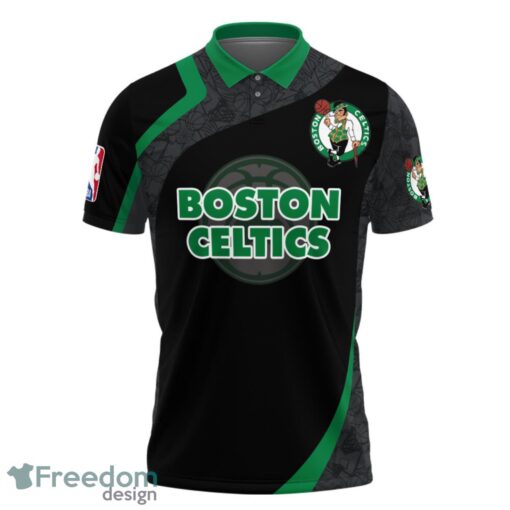 Boston Celtics Style NBA Basketball Team Black 3D Polo Shirt Product Photo 2