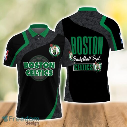 Boston Celtics Style NBA Basketball Team Black 3D Polo Shirt Product Photo 1