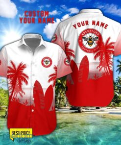 Brentford FC Combo Hawaiian Shirt And Shorts Surfboards Coconut Custom Name For Fans