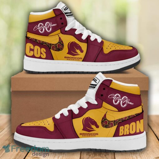 Brisbane Broncos NRL Air Jordan 1 Hight Top Shoes For Men Women Custom Name And Number Product Photo 1