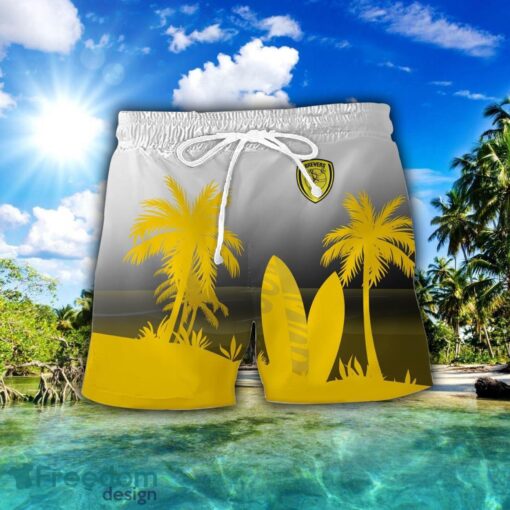 Burton Albion F.C Combo Hawaiian Shirt And Shorts Surfboards Coconut Custom Name For Fans Product Photo 2