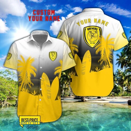 Burton Albion F.C Combo Hawaiian Shirt And Shorts Surfboards Coconut Custom Name For Fans Product Photo 1