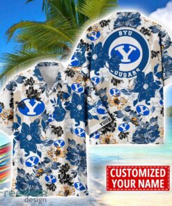 BYU Cougars Aloha 3D Hawaiian Shirt Flower Sport Team Beach Shirt Custom Name