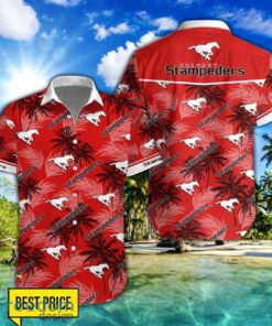 Calgary Stampeders 3D Hawaiian Shirt and Shorts Vinatge Tree Pattern Beach Shirt For Fans