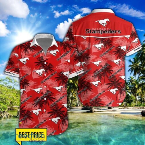 Calgary Stampeders 3D Hawaiian Shirt and Shorts Vinatge Tree Pattern Beach Shirt For Fans Product Photo 1