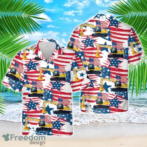 CATERPILLAR 320D3 Excavator, 4th Of July Hawaiian Shirt Product Photo 1