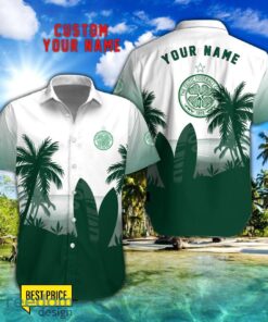 Celtic F.C. Combo Hawaiian Shirt And Shorts Surfboards Coconut Custom Name For Fans