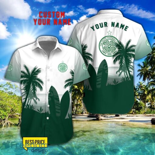 Celtic F.C. Combo Hawaiian Shirt And Shorts Surfboards Coconut Custom Name For Fans Product Photo 1