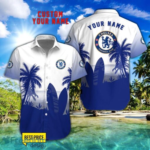 Chelsea F.C. Combo Hawaiian Shirt And Shorts Surfboards Coconut Custom Name For Fans Product Photo 1