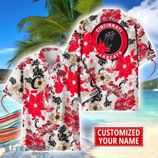 Cincinnati Bearcats Aloha 3D Hawaiian Shirt Flower Sport Team Beach Shirt Custom Name Product Photo 1