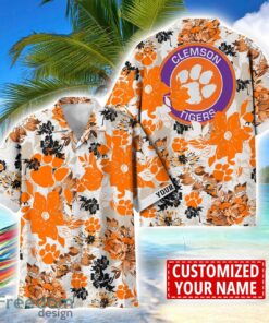 Clemson Tigers Aloha 3D Hawaiian Shirt Flower Sport Team Beach Shirt Custom Name