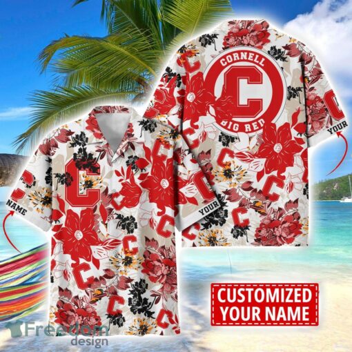 Cornell Big Red Aloha 3D Hawaiian Shirt Flower Sport Team Beach Shirt Custom Name Product Photo 1