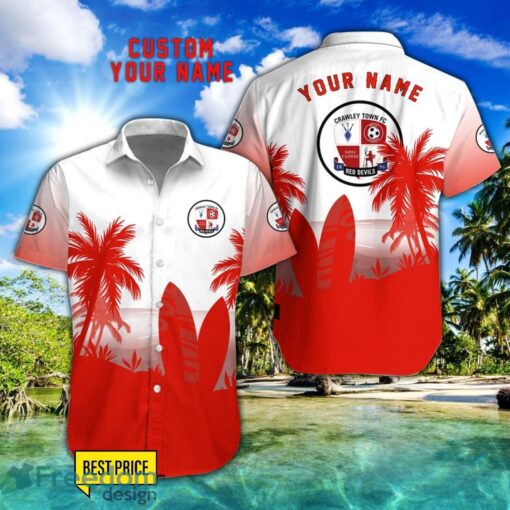 Crawley Town Combo Hawaiian Shirt And Shorts Surfboards Coconut Custom Name For Fans Product Photo 1