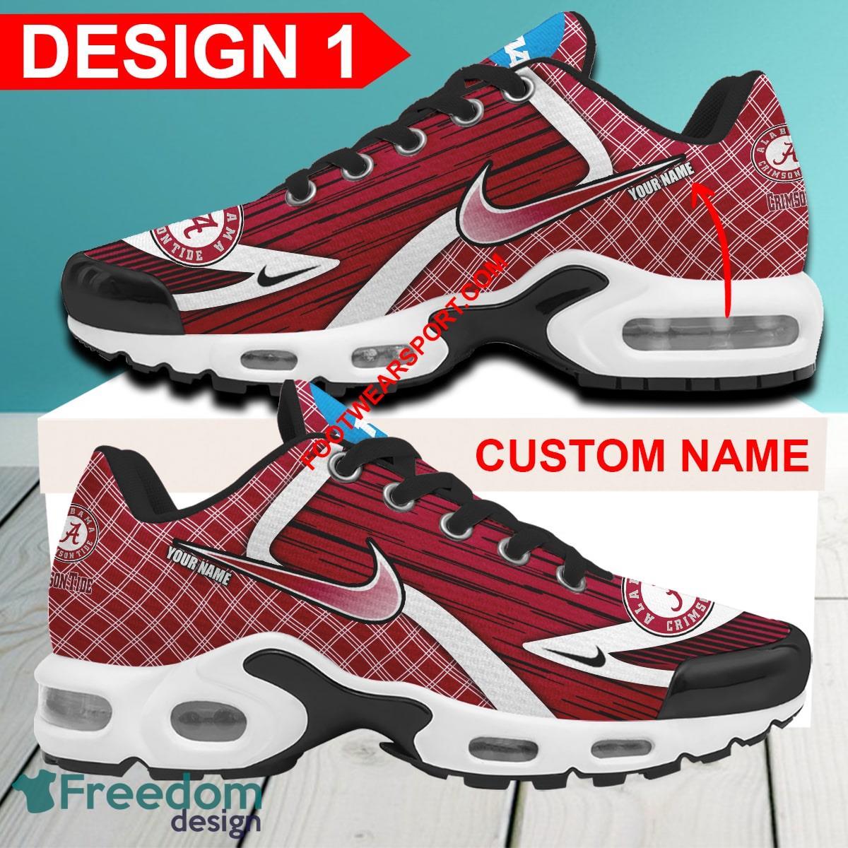 Custom Name NCAA Alabama Crimson Tide Air Cushion Sport Shoes TN Sneakers All Over Print - NCAA Alabama Crimson Tide Air Cushion Sport Shoes Style 1 TN Sneakers