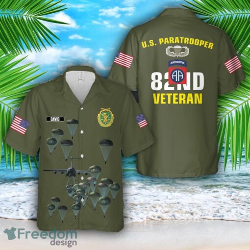 Custom Name US Army 82nd Airborne Division Veteran Hawaiian Shirt Product Photo 1