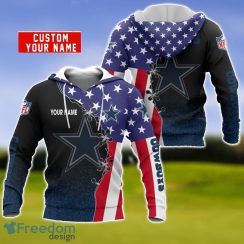 Dallas Cowboys US Flag 3D Hoodie For Sport Fans Custom Name Product Photo 1