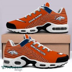 Denver Broncos MLB Custom Name Orange Striped Pattern Air Cushion Sneakers