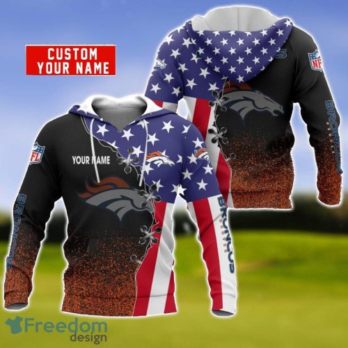 Denver Broncos US Flag 3D Hoodie For Sport Fans Custom Name Product Photo 1