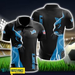 Detroit Lions 3D Polo Shirt Black Color For Men