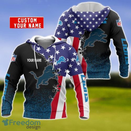 Detroit Lions US Flag 3D Hoodie For Sport Fans Custom Name Product Photo 1