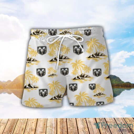 Dodge Yellow Coconut Pattern Combo 3D Hawaiian Shirt And Shorts Product Photo 2