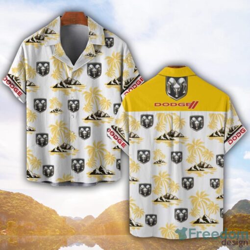 Dodge Yellow Coconut Pattern Combo 3D Hawaiian Shirt And Shorts Product Photo 1